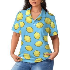 Citroenblauw dames poloshirts met korte mouwen casual T-shirts met kraag golfshirts sport blouses tops 3XL