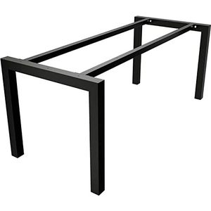 MetaloPro Tafelpoten, metaal, zware belasting, stalen bureaupoten, zwart en schroeven, vloerbeschermers, trapeziumtafelframe voor moderne salontafel, eettafel, woonkamertafel, 140 x 70 x 72 cm