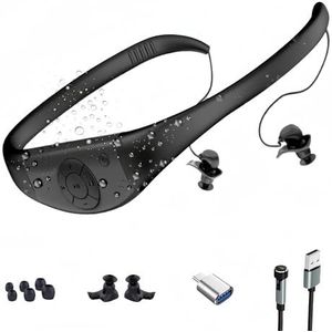 Waterdichte MP3-speler om te zwemmen, waterdichte hoofdtelefoon, zwemkoptelefoon | 8 GB geheugen, 20 uur speeltijd, waterdicht zwemmen onder water 3 meter, IPX8-gecertificeerd, shuffle/bestelling