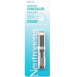 Neutrogena Hydro Boost Hydrating Concealer Stick for Dry Skin, Oil-Free, Lightweight, Non-Greasy and Non-Comedogenic Cover-Up Makeup with Hyaluronic Acid, 10 Fair, Oz