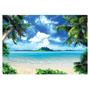 Fotobehang strand en zee palmen 3D-effect landschap Caribisch - incl. lijm - voor woonkamer slaapkamer hal vlies behang motief behang klaar voor montage (254x184 cm)
