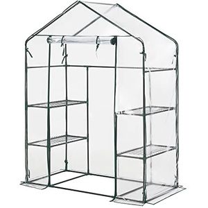 [en.casa] Foliekas Hoorn plantenkas met schappen transparant PVC kweekkas 140x73x195 cm