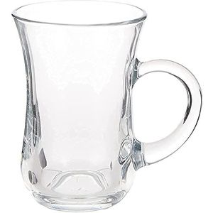 Pasabahce 55411 Keyif Turkse theeglazen met handvat, 145 ml, glas, transparant, 6 stuks