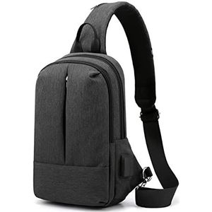 Betrouwbare borsttas voor heren, kleine waterdichte sporttas voor mannen, USB-tas, anti-diefstal, reizen, crossbodytassen, jongen mode mini-bagpack, Zwart