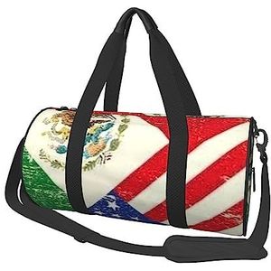 Mexicaans-Amerikaanse vlag reizen plunjezak gym draagtas lichtgewicht bagage tas voor weekend sport vakantie, zwart, één maat, Zwart, Eén maat