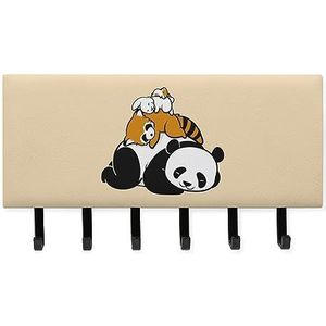 Comfy Bed Panda Wasbeer Konijn Hamster Sleutelhangers met 6 Haken Grote Wandgemonteerde Sleutelhouder voor Entryway
