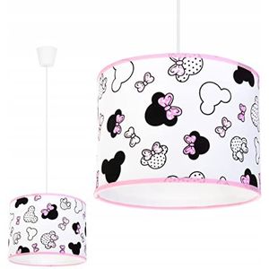 Light-Home - MINNIE - Pendellamp Kinder - Moderne Hanglampe voor Kinderkamer - Lampe met Lampenkap - Metaal en Materiaal - E27 - Klassiek 1-Lichtbronnen 20 cm - Wit en Roze