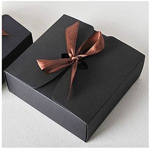 Geschenkdoos voor Vakantie Kraftboxen met lint, bruiloft gunst dozen, baby shower gunst dozen, partij geschenkdozen 30pcs / lot Xmas Geschenkdoos (Color : Noir, Size : 20.8x14x5cm)