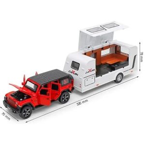 Schaal afgewerkte modelauto 1/32 Voor Benz Legering Trailer RV Automodel Diecast Metaal Recreatieve Terreinwagen Vrachtwagen Camper Automodel Miniatuurreplica-auto (Color : Red)