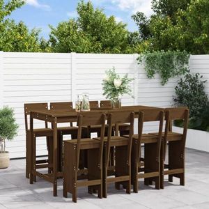 CBLDF Meubels-sets-9-delige tuin bar set honing bruin massief hout grenen