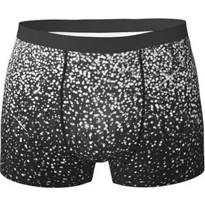 ZJYAGZX Glanzende zilveren boxershorts met glitterprint voor heren - comfortabele onderbroek voor heren, ademend, vochtafvoerend, Zwart, L