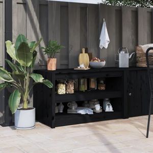 SMTSEC Outdoor Keukenkast Zwart 106x55x64 cm Massief Hout Grenen