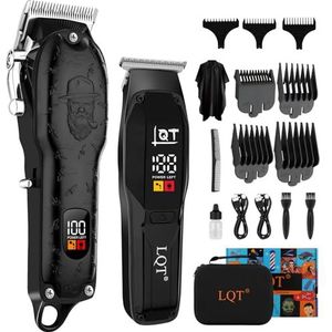 LQT Tondeuse voor mannen, oplaadbare draadloze professionele trimmer met LED-display, kappersgereedschap, ideale verzorgingsmachine voor hem