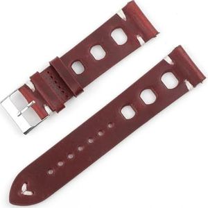 Jeniko Vintage Horlogeband Poreus Ademend Lederen Band Rood Zwart Bruin 18/20/22/24mm Snelsluiting Horlogeband Armbanden (Color : Red brown, Size : 20mm)