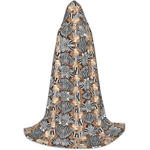 HJLUUFT Zebra en giraffe print capuchon mantel renaissance capuchon cape voor vrouwen mannen, middeleeuwse ridder outfit gothic unisex