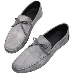 Loafers for heren PU-leren mocassins met ronde neus, antislip, comfortabele, casual slip-on (Color : Grey, Size : 44 EU)