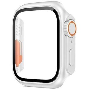 SERDAS Glazen hoesje voor Apple Watch 44 mm 45 mm 41 mm 40 mm 42 mm 38 mm schermbeschermer cover verandering ultra bumper iWatch-serie 8 7 SE 6 5 3 (kleur: wit, maat: 38 mm)