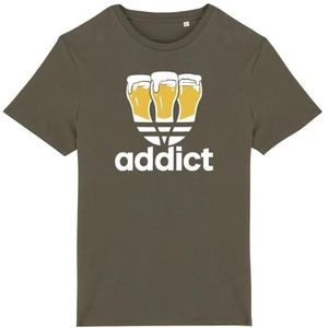 Rigolo Addict T-shirt voor heren, bedrukt in Frankrijk, 100% biologisch katoen, open verjaardagscadeau, kaki, L