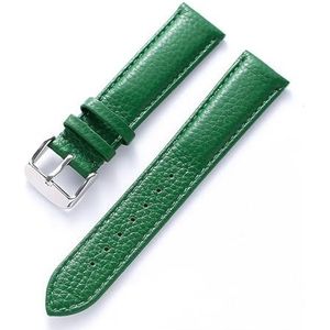 LQXHZ Lederen Band Dames Zacht Leer Lychee Graan Koeienhuid Horlogeband Heren Waterdicht 14 16 18 Mm Horlogeketting Accessoires (Color : Green, Size : 13mm)