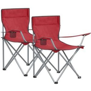 SONGMICS Campingstoelen, set van 2, klapstoelen, buitenstoelen met armleuningen en drankhouder, stevig frame, belastbaar tot 120 kg, rood GCB01RD