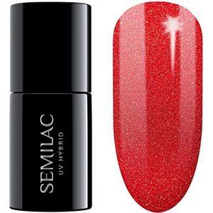 Semilac Nagellak, semi-permanent, UV 346 Chic Red Glitter 7 ml