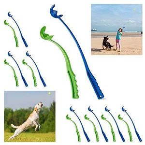 16x ballenwerper voor honden, set, tennisbalwerper, werpstok hond, balwerper, hondenspeelgoed, blauw/groen