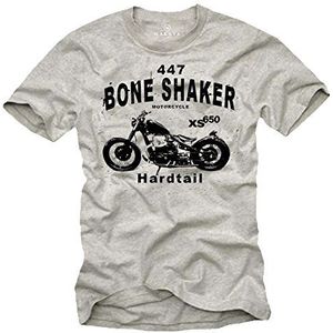 MAKAYA Motorcycle T-Shirt Heren Bobber XS 650 Motor Vintage Custom Design Grijs XL