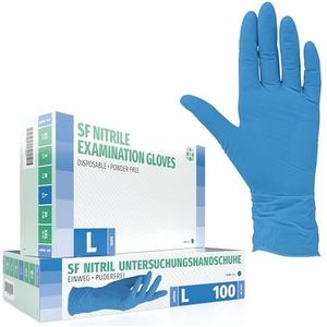 Nitrilhandschoenen 100 stuks doos (L, blauw) Wegwerphandschoenen, wegwerphandschoenen, onderzoekshandschoenen, nitrilhandschoenen, poedervrij, zonder latex, niet-steriel, latexvrij, black, disposible