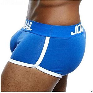 JOCKMAIL Heren Boxers met Butt Pad Ondergoed Atletisch Fietsen Ondergoed Boxer Korte Katoen Hip-up Ondergoed Bulge Voor en Terug Pad Push Up Cup Ondergoed