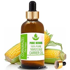 Pure Herbs Maïs (Maïs) Olie (Zea mays) Pure & Natuurlijke Therapeutische Grade Carrier Olie met Druppelaars (50ml)