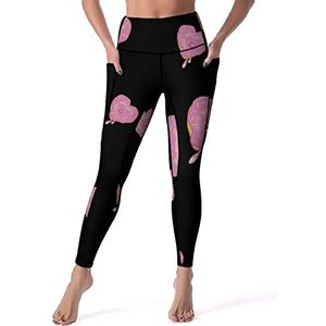 Donut Heart Yogabroek voor dames, hoge taille, buikcontrole, workout, hardlopen, leggings, S