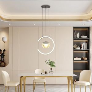 BoLinCo Moderne luxe woonkamer hanglamp LED cirkelvormig licht Scandinavisch minimalistisch internet beroemdheid sfeervol restaurant slaapkamer licht huishoudelijk licht
