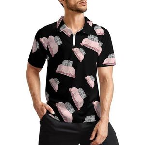 Leuke Blobfish En Kat Heren Golf Polo Shirts Klassieke Fit Korte Mouw T-Shirt Gedrukt Casual Sportkleding Top S