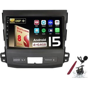 Android 15 Autoradio Sat Navi voor M-itsubishi Outlander (2005-2012) 9 Inch Touchscreen Multimedia Speler met Draadloze Carplay GPS Navigatie FM RDS Bluetooth 5G-WiFi SWC DSP,M150s