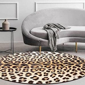 Eco-vriendelijk groot rond vloerkleed Sexy mode bruine luipaardprint Antislip ronde tapijten voor slaapkamer woonkamer kinderkamer decor ø 200 cm