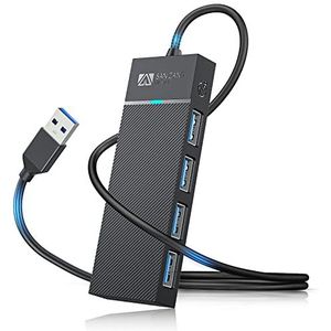 4-poorts USB hub 3.0 met 50 cm kabel, ultra slim USB-hub, USB-verdeler 3.0 data-hub extra licht, super speed voor XPS, laptop, USB Flash Drives, mobiele HDD en meer