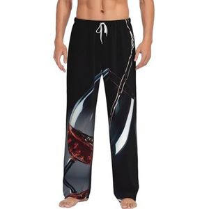 Wijnbeker Heren Lange Lounge Wear Broek Nachtkleding Pyjama Bodems Nachtkleding Met Zakken En Trekkoord, Wit, S