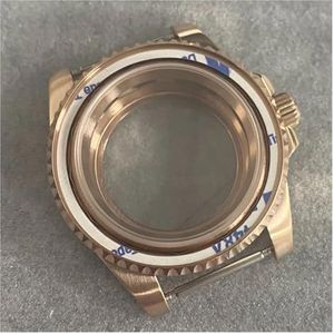 BAMMY 40 mm horlogekast/band compatibel for NH35 NH36 uurwerk gemodificeerde schaal transparante onderkant saffierglas goud/roze horlogekast/horlogeband (Size : Rose Strap)