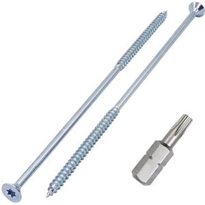 SKIR'CO (10 stuks) Verzinkte stalen houtschroeven 6,0 x 220 mm, Torx verzonken kopschroeven, spaanplaatschroeven, gedeeltelijk schroefdraad