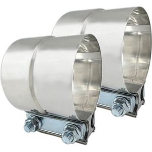 RCCT 51 mm uitlaatpijpconnector 50 mm roestvrij staal uitlaatklem, uitlaatsysteem, klemmen voor uitlaat, universele muffler klemmen, butt joint clamps (verschillende diameters, 5 inch)