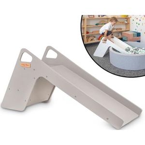 KiddyMoon houten glijbaan/zitje voor kinderen stevige peuterglijbaan 2in1 multifunctionele glijbaan houten speelgoed montessori baby vrijstaande glijbaan, groot, grijs