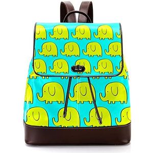 Leuke Cartoon gele olifant patroon gepersonaliseerde schooltassen boekentassen voor tiener, Meerkleurig, 27x12.3x32cm, Rugzak Rugzakken