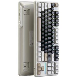 QPSJXN Wifi-gaming-toetsenbord, compacte TKL-lay-out met afdichtingsdesign, RGB-achtergrondverlichting, hot-swap-switches en multi-mode-connectiviteit (Cheese White)