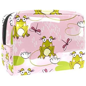 Cosmetische tas voor dames,kleine make-uptas voor portemonnee,roze dieren en kikkers,Cosmetische reistas,make-uptasje