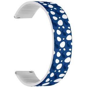 RYANUKA Solo Loop band compatibel met Ticwatch E3, C2 / C2+ (Onyx & Platina), GTH/GTH Pro (Easter Classic Blue Happy) Quick-Release 20 mm rekbare siliconen band band accessoire, Siliconen, Geen