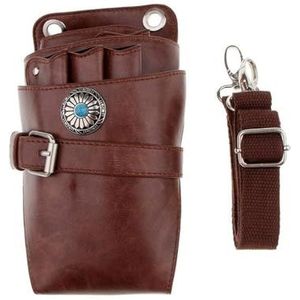 FOVAOK Echt Lederen Schaar Holster Riem Pouch Voor Kappers Haar Stylist Kapper Schaar Shear Kappers Taille Houder, Donkere koffie, 1PCS