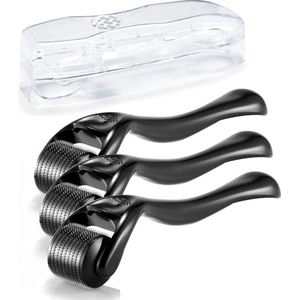 Boolavard Microneedle Roller voor het gezicht met 3 verschillende maten (0,5 mm, 1 mm, 1,5 mm) Baardroller, Haargroei Gezicht Huidverzorging Microneedle Gezichtsroller Hoofdhuidroller