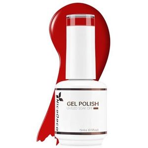 Nicedeco Gel Nagellak Semi-Permanent UV/LED Soak-Off Rood Translucent Polish - Wreedheid-Vrij 15ML-011