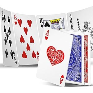 INTEGEAR Speelkaarten 2 sets waterdichte plastic pokerkaarten voor Texas Holdem Poker Go Fish en andere kaartspellen Standaard Index 6,3 x 8,9 cm