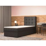 mb-moebel Continentaal bed, boxspringbed, bed met bedkast, Bonell-matras en topper, tweepersoonsbed - boxspringbed 05 (zwart - Hugo 100, 90 x 200 cm)